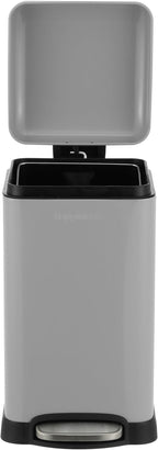 happimess HPM1012E Betty Retro Mini 3.2-Gallon Step-Open Trash Can, Fingerprint Resistant, Modern, Minimalistic for Home, Kitchen, Laundry Room, Office, Bedroom, Bathroom, Fog Gray