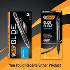 BIC Glide Bold Black Ballpoint Pens, Bold Point (1.6mm), 12-Count Pack, Retractable Ballpoint Pens With Comfortable Full Grip