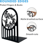 Weudes Hummingbird Book Ends, Metal Bookends for Shelves Decorative, Book Stopper for Heavy Books, Bookends for Home, Office, Library, School Use (Black)