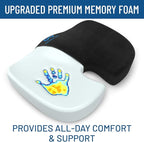 Everlasting Comfort Doctor Recommended Memory Foam Seat Cushion for Office Chairs & Car - Ergonomic Office Desk Accessories - Cushions for Tailbone Pain Relief, Sciatica (Black Upgraded, Large)