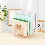 2 Pcs 7 Section Incline File Sorter Metal Wire Mesh File Rack for Desktop Letter Sorter for Magazine Folder Book Organizer Home Office School Paper Mail Desk Storage Holder (Pink)