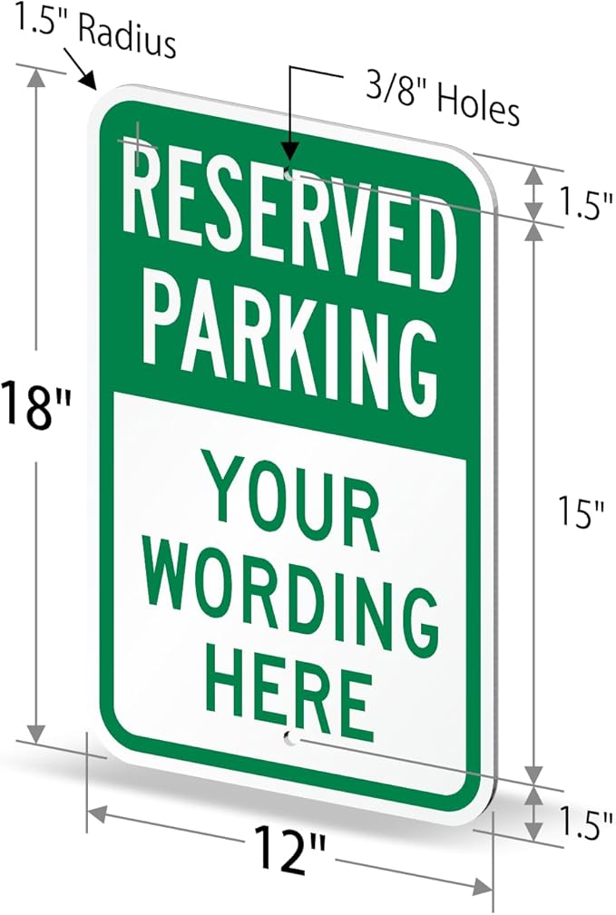 SmartSign "Reserved Parking, Your Text" Custom Sign | 12" x 18" Aluminum, Made in USA