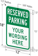 SmartSign "Reserved Parking, Your Text" Custom Sign | 12" x 18" Aluminum, Made in USA