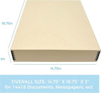 Lineco Museum Archival Storage Box, 14.75x18.75x3 in. Drop Front Design. Acid-Free with Metal Edge. Organize Photos, Pictures, Prints, Documents, Crafts, DIY. Tan, 1 Pack