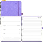 POPRUN 2026 Planner Weekly Notebook Calendar (Jan-Dec), Large Size 8.5'' x 10.5'' - Agenda 2026 Appointment Book with Monthly Tabs, Inner Pocket, Spiral Soft Cover, 100 GSM - Lilac