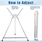 Xinnun 12 Pcs Aluminum 15'' to 21'' High Tabletop Easel Display Adjustable Portable Tripod Desktop with Extension Arm Wings and Rubber Feet for Canvas, Paintings Suitable for School Studio (Silver)