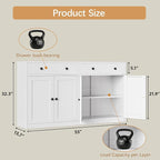 TaskStorz Metal Storage Cabinet with 2 Doors and 1 Drawer，Farmhouse Buffet Cabinet with Storage，32.3" H Coffee Bar Cabinet with Storage for Kitchen, Dining Room, Hallway, White