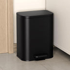 Cesun Small Bathroom Trash Can with Lid-1.3 Gal, Outdoor Stainless Steel Garbage Can for Dog Poop with Anti-Slip Base, for Bathroom, Bedroom, Office, RV, Living Room, Black