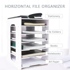 SONGWAY File Organizer for Desk - 7 Tier Document Holder with Removable Shelves, Letter Mail Rack, File Sorter Organizer, A4 Paper Storage Holder, Desktop Organizer for Home Office School, White
