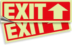 iSYFIX Exit Stickers Signs with Directional Up Arrow 2 Pack 12x4 Inch - Glow in the Dark Photoluminescent Vinyl for Office, School, Business, Warehouse - UV & Weather Resistant for Indoor/Outdoor Use