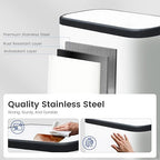 JM ·YIPENG Dual Trash Can Stainless Steel Recycle Bins for Kitchen, 60 L/16 Gallon Dual Compartment Recycling Trash Can with Soft-Close Lid and Removable Liner Buckets for Kitchen, Living Room, White