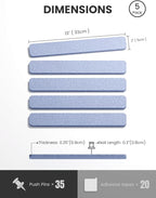 Fluxynara Cork Board Alternative Felt Strip Board 5-Pack 13"x2", Office Pin Board with 35 Push Pins, Adhesive Install for Bedroom Door & Home Office(Soft Periwinkle)