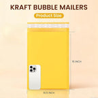 Yellow Kraft Bubble Mailer Envelopes, Large Bubble Mailers 10.5x15 Inch, 25 Pack Padded Envelopes, Self-Seal Shipping Envelope,Tear-Resistant Mailing Envelopes Padded