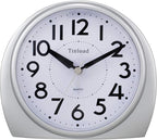 Tinload 5.5" Large Analog Alarm Clock Silent Non Ticking, Gentle Wake, Beep Sounds, Increasing Volume, Battery Operated Snooze and Manual Light, Easy Set,Silver(Best for Elder)