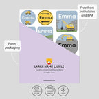 Large Name Labels for Kids (33) - Custom Stickers for Daycare and School Supplies - Durable, Waterproof Stickers for Water Bottles, Lunch Boxes, and More with Unique Designs - Constructions