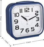 Tinload 5.5" Large Analog Alarm Clock Silent Non Ticking, Gentle Wake, Beep Sounds, Increasing Volume, Battery Operated Snooze and Manual Light, Easy Set, Blue