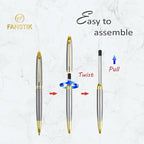 FANSTIK Customized BallPoint pen with name (MADE IN USA), stainless steel, Silver and gold, luxury engraved pen personalized for men and for women. (BallPoint Silver-Gold)
