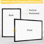 AMUSIGHT Double-Sided Magnetic Whiteboard, 30" x 20" Dry Erase Board Black Aluminum Frame for Wall, White Board Dry Erase Marker Board for Kitchen, Memo, School, Home, Office