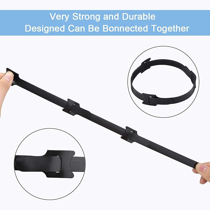 Nettbe Reusable Cable Ties, 126 PCS 8 Inches Adjustable Cord Straps Wire Organizer Cord Wrap and Hook Loop Cable Management