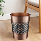 Monarch Abode Metal Bathroom Trash Can – Waste Basket for Bedroom, Office Desk, & Dorm, Handcrafted Geo Embossed, Durable Decorative Antique Copper Small Trash Can Bathroom Garbage Bin Wastebasket