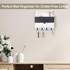 Lucundm Mail and Key Holder Wall Mount with Storage Drawer – Modern Wooden Mail Organizer for Wall Entryway, 7 Key Hooks & Chalkboard Panel – Stylish Home Decor for Apartments, Living Room, Office