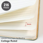 TSFPapier Lined Journal Notebook for Work College Ruled Note Book 5.79"x8.27" A5 PU Leather Daily Journaling 216 Pages for Women Men Writing Home School Supplies Business (Dark Gray)