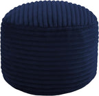 MeMoreCool Stuffed Round Pouf Ottoman Foot Rest, Soft Plush Floor Pouf Foot Stool, Corduray Footstool Footrest, Small Round Ottoman for Living Room Couch Sofa Chair, 20x15 Inch Navy