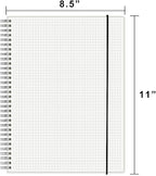 120 GSM Thick Paper Graph Spiral Notebooks 8.5" × 11" with Removable Elastic Band and Transparent Hard Cover, 2PCS Large Size Grid Notepads 160 Pages per Pack for Students, Engineers (2 Pack, A4)