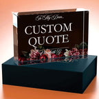 Personalized Gifts, Custom Quote Block Letter Board,Crystal-Clear Acrylic with Gift Box,17 Styles, Holiday and Christmas Gift for Mom, Dad, Girlfriend, Him or Her, Husband, Wife (4"x6", Floweret)