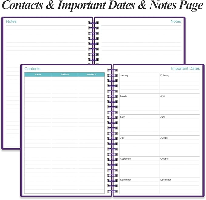 2026-2027 Planner - 18 Months Weekly & Monthly Planner from January 2026 - June 2027, Spiral Planners 2026-2027 with Elastic Closure, Inner Pocket, Medium 5.8" x 8.3", Purple