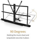 Eastar Tabletop Music Stand for Sheet Music ESMF-3, Table Top Desktop Book Stand Folding Portable Sheet Music Stand Adjustable Travel Music Holder Lightweight with Carrying Bag, Black