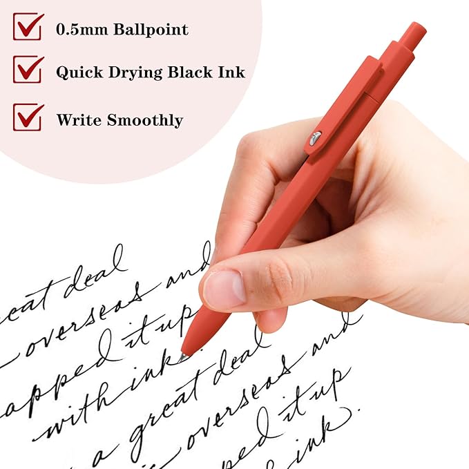 Piochoo Gel Pens, 8 Pcs 0.5mm Black Ink Pens Fine Point Smooth Writing Pens, High-End Series Pens for Journaling Note Taking, Cute Office School Supplies Gifts for Women Men