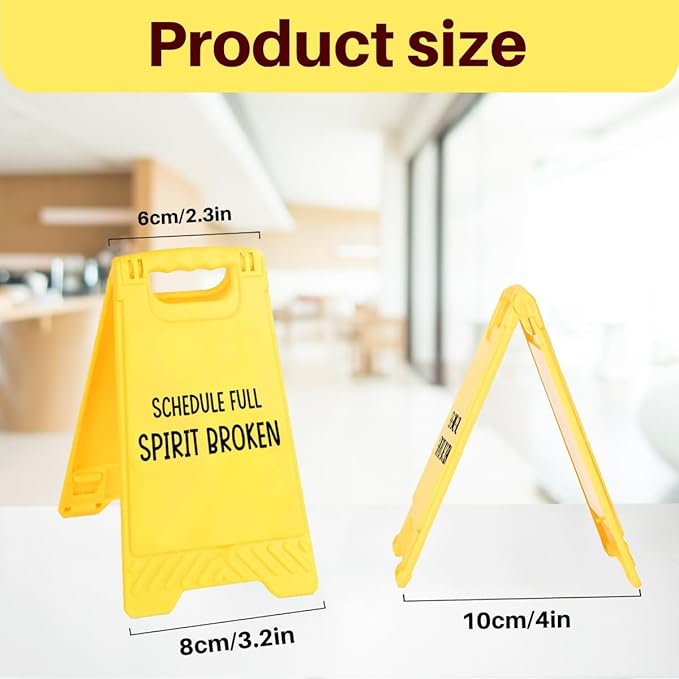 Funny Office Desk Accessories,Motivational Affirmations Office Cubicle Decor,Desk Decor,Phone Holder Mirror Acrylic Table Signs,Daily Desktop Corporate Work Humor Gifts for Coworker (Spirit Broken)