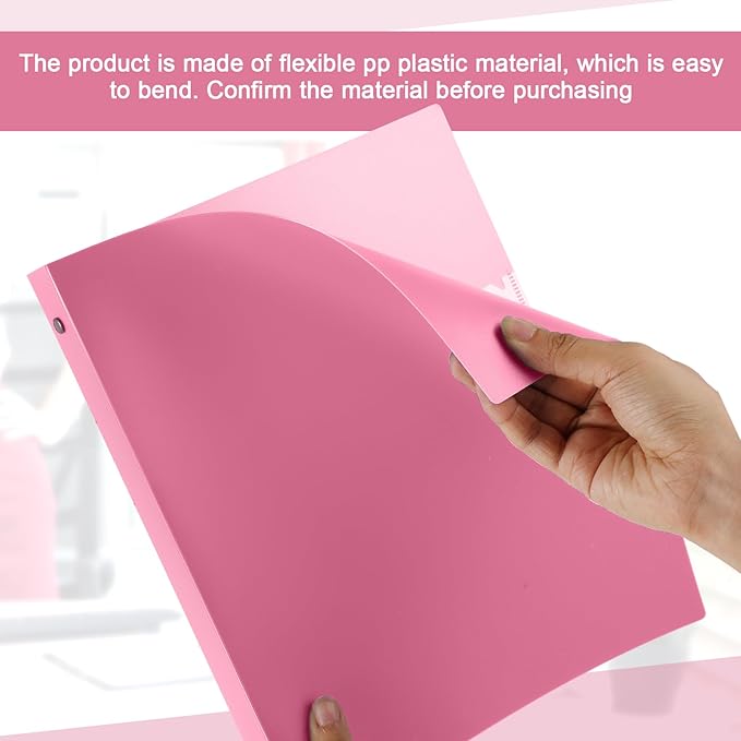 Henoyso 36 Pcs 3 Ring Binder 0.5 Inch Round Fits Letter Size 8.5'' x 11'' Paper Plastic Flexible Binder Bulk Holds 140 Sheets with 1 Pockets Versatile Organizer for Home Office School (Pink)