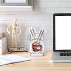 Vgrti The Horrors Persist But So Do I Acrylic Cosmetic Pencil Pen Holder Cup, Funny Dumpster Fire Pen Holder Cup, Raccoon Lover Gift for Women Men, Mental Health Gifts for Women Colleague Boss Teacher