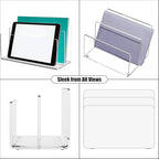 Vankcp 1 Pcs Acrylic Mile Sorter for Desk, 2 Upright Compartments Desk Mail Organizer, Acrylic Mail File Organizer Sorters for Envelope Paper Document, Clear Files Sorter for Office Home, Vertical