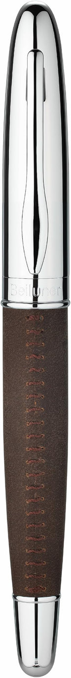 BEILUNER 318 Luxury Leather Pen, Full Grain Oil Tan Crazy Horse Cowhide Leather, Chrome-Plated Finish, Schmidt Ink Refill, Best Rollerball Pen Gift for Men & Women,Executive, Professional, Nice Pens