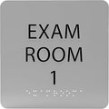 ADA CENTRAL SIGNS - 6" X6" Exam Room 1 Sign - ADA Compliant Tactile Graphics Grade 2 Braille Text Acrylic Wall Signs - Educational Institution Directional Assistance Test Center Door Sign for Schools