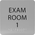 ADA CENTRAL SIGNS - 6" X6" Exam Room 1 Sign - ADA Compliant Tactile Graphics Grade 2 Braille Text Acrylic Wall Signs - Educational Institution Directional Assistance Test Center Door Sign for Schools