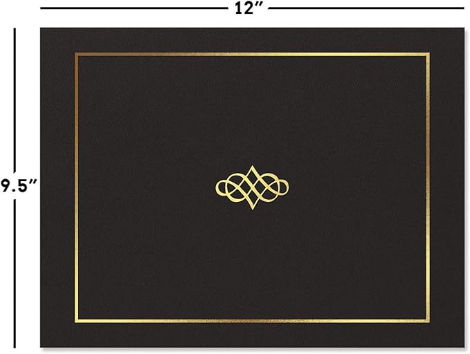 Ornate Empire Award Certificate Collection - Includes 25 Certificate Papers (White/Gold), 25 Heavy Linen Folders (Black/Gold), 25 Gold Foil Seals, Laser & Inkjet Printer Compatible
