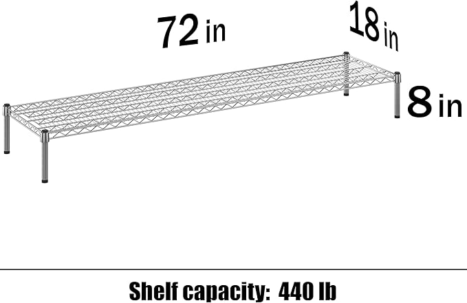 Regal Altair 18" Deep x 72" Wide x 8" Height Wire Shelving Kit | 1-Tier | NSF Commercial Storage Rack Unit