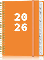 2026 Planner - Planner 2026 from January 2026 - December 2026, Weekly & Monthly Planner Spiral Bound with 12 Monthly Tabs, Inner Pocket, 6.4" x 8.5", Orange-A