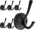 TOFIIGREM Black Wall Hooks, 6 Pack Coat Towel Hook Heavy Duty Metal Double Bath Robe Hook Wall Mounted, Hat Hooks for Cubicle Bathroom Kitchen Closet Garage