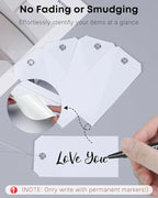 Uniclife 120 Pcs White Plastic Tags for Labeling 4.7"x 2.36" Plastic Shipping Tag with Wire Writable Waterproof Tag Price Tags with Reinforced Eyelet Blank Hang Label for Luggage