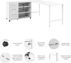 Bush Business Furniture Hustle 72W x 30D Computer Desk and Storage Cabinet with Drawers and Shelves in White/White, Modular Office Table for Home and Professional Workspace