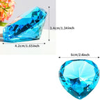 SWTHONY 60mm Crystal Diamond Paperweight Heart Shaped Glass Gems Big Fake Diamonds for Women Desk Nail Background for Pictures Wedding Centerpiece Lake Blue