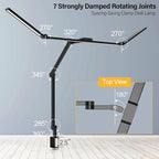 Micomlan 36W Bright Led Desk Lamp with Clamp, 47 Inches Long Architect Desk Lamp Home Office, Dimmable Table Light with Remote Adjustable Monitor Light Bar Tall Office Lighting for Computer Desktop