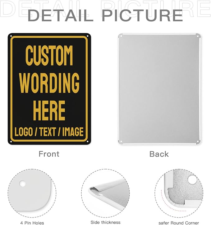 Custom Sign Bulk Personalized Metal Signs For Outdoor Indoor Business Home Store Office Yard Street Lawn Make Your Own Customized Signs With Your Logo Text Photo, 8x6inch