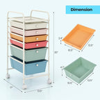 Giantex 6 Storage Drawer Cart Rolling Organizer Cart for Tools Scrapbook Paper Home Office School Multipurpose Mobile Utility Cart (Macaron)