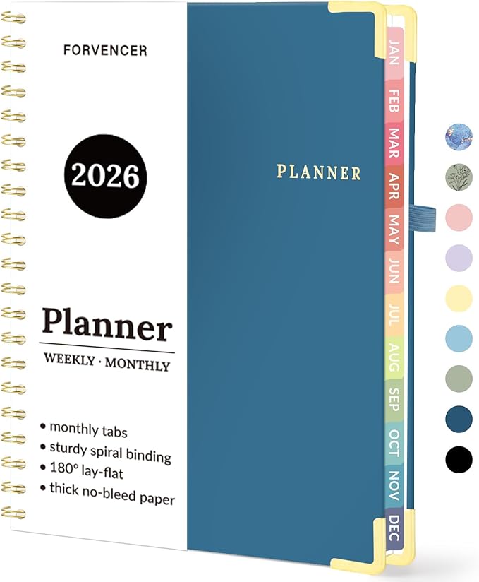 2026 Planner, Forvencer Calendar Planner Weekly and Monthly, Jan 2026-Dec 2026, 8.5" X 11", Hardcover Agenda Book, Daily Journal Organizer with Inner Pocket, Notebook for Office School, A4, Navy Blue